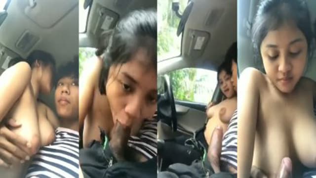 Hot bf enjoying his friend’s Gf outdoor blowjob in car